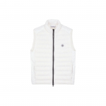 Stone Island SS24 &Uuml;hev&auml;rviline tepitud lukuga varrukateta p&uuml;stkraega pusa Unisex Jakk Valge 8015G0524-V0001 XL