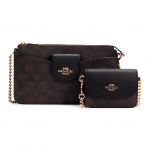 Coach Poppy 10 Moodne Monogramm Kett T&otilde;mblukuga Sulgemine Nahast Mini &Otilde;la Crossbody Kott Naiste kotid Tume-Pruun C3328-IMAA8 Basic Set (Bag+Dust Bag)