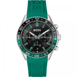 BOSS Runner Must sihver roheline silikoon Meeste kvartsikell 1514246 must