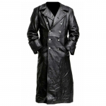 S&uuml;gis Talv Vintage Nahast Treen&scaron; Mens Pikk Jakk &Uuml;hev&auml;rviline Allakeeratav Krae PU Mantlid Mees 2XL must