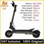 Uus versioon KuKirin G4 elektriline t&otilde;ukeratas, 2000W mootor, 60V 20Ah aku, 11-tollised rehvid, 70 km/h maksimaalne kiirus, 75 km s&otilde;iduulatus, ketaspidurid 2000W 60V 20Ah
