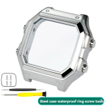 Casio AE-1200WH roostevabast terasest korpuse modifikatsioonikomplekt | Metallist asendus AE1200/1300 kellale | Retro digitaalkella DIY uuendus For AE1200 1300 white