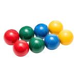 Bocce pallikomplekt, 107 mm, 8 vaigist palli, pallino, kandekoti ja m&otilde;&otilde;dun&ouml;&ouml;riga, punane/roheline/sinine/kollane 4 v&auml;rvi, 2&ndash;8 m&auml;ngijale, Bocce pall