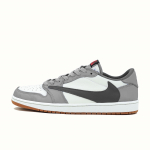 Travis Scott x Jordan Air Jordan 1 Polsterdus Libisemisvastased Madalad Vintage Korvpallijalatsid Unisex Valge Hall DZ4137-700(Meeskond-) 35.5