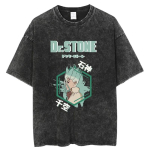 Anime Dr Stone Senku Ishigami Vintage Pesitud T-s&auml;rgid Unisexile Punk T-s&auml;rk Unisex Unisex Harajuku &Uuml;lem&otilde;&otilde;duline Puuvillane T-s&auml;rk R&otilde;ivad M black