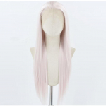 Heleroosa pitsist esiosaga parukas naistele Pikk siidine sirge & Keerutatud s&uuml;nteetiline juus kuumakindel Loomulik juukepiir Igap&auml;evane Cosplay (as the picture,18inches&Lace Front)