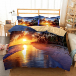 Tr&uuml;kitud Hawaii maastikuga voodipesukomplekt Merelaine P&auml;ikeset&otilde;us Tekikott Padjap&uuml;&uuml;riga Mikrokiust kangas Tekikott Voodikate Komplekt 135x200cm