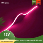 Kaiju &Uuml;li&otilde;huke 3mm COB LED-riba (12V) roosa hele v&auml;rv