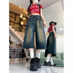 Retro Sinised Laia S&auml;&auml;rega L&uuml;hikesed P&uuml;ksid Naistele Kotakad Y2k Jorts Vabaaja Vintage Streetwear Harajuku Korea Stiilis Denim L&uuml;hikesed P&uuml;ksid P&otilde;hilised Suvised XS tumesinine v&auml;rv