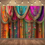 1 India-teemaline peobanner - Vastupidav pol&uuml;esterkangas, sobib pulmadeks, festivalideks ja stuudio taustaks 100x150cm blue