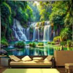 Rohelise metsa kose maastiku taust sobiv elutuppa magamistuppa kontorisse siseruumide maastiku teemaline kaunistus 100x150cm
