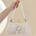 Pearl kettkotid naistele Tikitud valge Cheongsam Naiste Sidurikott Luksuslikud &Otilde;htukotid &Otilde;lakotid Pulmade ballipidu 13*20cm