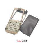 Nokia E52 keskmine raam, LCD-ekraani esiraam, tagak&uuml;lje korpus, raam, &scaron;assiiplaat + klaviatuuri vahetus E52 Gold