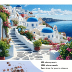 Santorini Kreeka Sinine Kuppel Valged Majad Rannak&uuml;la Vaip Reisi Seinakunst Elutoa Kaunistus Vahemere TaustPrindi 150X180CM