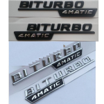 3D t&auml;hed Mercedes Benz C43 E43 GLC43 GLE43 GLS43 poritiivale 1 paar BITURBO 4MATIC AMG BITURBO4MATIC embleemid m&auml;rgid s&uuml;mbolid AX1 Matt Black (red line