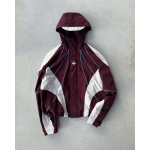 Unisex Retro Streetwear Kapuutsiga Jakk 3D Graafilise Prindiga V&auml;rviplokkide Disain Pikkade Varrukatega Tuulejakk Large punane