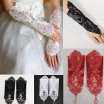 Naiste Pearl Gloves Pruudi pulmakleidi pruutkleit punane