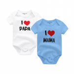 2 TK vasts&uuml;ndinud beebiriided l&uuml;hikeste varrukatega t&uuml;drukute poisiriided, ma armastan Papa Mama disainiga puuvillased p&uuml;ksid 6M