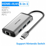 Vention Type-c HUB USB C jaotur USB 3.0 Thunderbolt 3 HDMI RJ45 jaoks MacBook Pro Samsung Galaxy S9 adapteri jaoks hall v&auml;rv