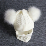 2 tk/komplekt Beebi silmkoeline m&uuml;tsisall kahekordse pompooniga sooja m&uuml;tsiga sallid lastele talvekeeratav nokam&uuml;tsikomplekt