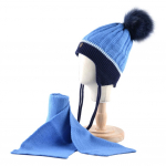 Soe laste m&uuml;ts Salli komplekt Talvine paks kootud kunstkarusnahast pompom Beanie poistele kootud laste m&uuml;tside komplekt 45-52CM hall
