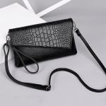 Yogodlns Fashion Lady Black Crocodile Pattern Clutch Bag Naiste &otilde;lakott 26*3*16cm must