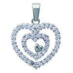 Les Tr&eacute;sors De Lily [D6837] - Pendentif Argent 'Gorgeous Love' blanc argent&eacute; (rhodi&eacute;) - 18x19 mm h&otilde;be