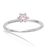 Bague Argent 'Unique' rose (rhodi&eacute;) - 4 mm 48 h&otilde;be