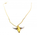 7bis [P5812] - Collier artisanal 'Boho' (cr&acirc;ne de bison) dor&eacute; - 10x5 mm kuld