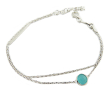 Les Tr&eacute;sors De Lily [Q8908] - Bracelet double argent 'Boho' turquoise argent&eacute; (rhodi&eacute;) - 6 mm t&uuml;rkiissinine