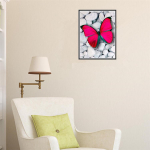 T&auml;ielik 5D Teemantmaal Punane liblikas Tikand Ristpistes Kodukaunistus K&auml;sitsi valmistatud kingitus 25x30cm