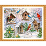 5D DIY tikandid Talvine linnud majas Teemantmaal Ristpistes T&auml;is&uuml;mmargune kividekoor 20X30CM