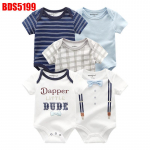 Vasts&uuml;ndinud poisi t&uuml;druku riided Kiddiezoom puuvillane O-kaelusega l&uuml;hikeste varrukatega beebide bodid ja kombinesoonid riided 3M