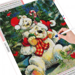 Teemantmaali j&otilde;ulukomplekt t&auml;isruudukujuline teemanttikandid karu mosaiik loomade n&auml;put&ouml;&ouml; k&auml;sitsi valmistatud kingitus Full Round 20X30CM