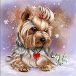 5D DIY teemantmaal Yorkshire'i terjer t&auml;isring puur Pilt rhinestones teemanttikandist 30x30CM tumepunast v&auml;rvi