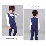 V&auml;ikeste poiste komplektid, kaheosaline komplekt lastele vertikaalsete triipudega vest + &uuml;likonnap&uuml;ksid, 2 v&auml;rvi 1-11 aastat 130cm sinine