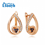 LSOOYH Clip K&otilde;rvar&otilde;ngad Roosa kullav&auml;rvi Moodne k&otilde;rvar&otilde;ngas Naistele Must Cubic Zirconia Stud K&otilde;rvar&otilde;ngad Ehted A