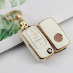 TPU auto klappv&otilde;tme &uuml;mbrise kate Volkswagen VW Polo Golf Passat Tiguan Beetle Caddy T5 Up Eos Skoda Octavia Seat Leon Altea v&otilde;tmehoidja tarvikud key case set 2 valge