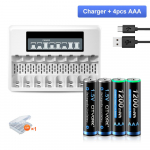 1,5 V AAA 1200 mwh liitiumioonaku Taaslaetav AAA liitiumaku +8 pesaga LCD nutikas akulaadija must