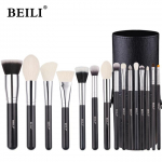 BEILI Meigipintslid 15tk Professionaalsed Premium s&uuml;nteetilised kitsekarvad Kabuki Foundation Blending Face Powder P&otilde;sepuna peitepulgad Hoidjaga Lauv&auml;rvid 15pcs+holder
