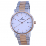 Westar valge sihverplaadiga kahetooniline roostevabast terasest kvarts 50243 SPN 601 meeste k&auml;ekell valge