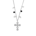 Les Tr&eacute;sors De Lily [R4956] - K&auml;sit&ouml;&ouml;na valmistatud h&otilde;bedast kaelakee  Gypsy Cross  valge must h&otilde;be (roodiumiga kaetud) - 17x13mm valge