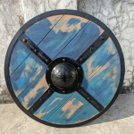 Viking Shield, 60,96 cm &uuml;mmargune kilp, taasesituskilp, puitplaadist kilp, k&auml;sitsi valmistatud, terasest Umbo, ehtne lahingukoopia valmis ja testitud