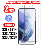 2 tk s&otilde;rmej&auml;lje ID avamise karastatud klaasist kile Samsung Galaxy S21 S22 5G S23 S21 Plus S21FE FE 5G S22+ HD t&auml;isekraani kaitseklaasile Samsung Galaxy S21 puhas