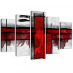 Feeby viieosaline piltl&otilde;uenditr&uuml;kk, punane aktsent 100x70 punane