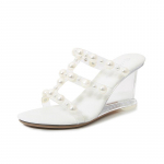 Naiste kingad Wedge Pearl Sussid Mood Naiste Suvised P&auml;rlid Seksikad Fairy Kingad 1098 seeria 8 cm kontsaga LFD 34 valge