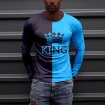 Meeste T-s&auml;rk KING 3D Prindiga s&uuml;giss&auml;rk pikkade varrukatega O-kaelusega T&auml;navahip-hop T&auml;iuslikud topid Moodsad &uuml;lisuured 5XL 6XL meeste topid S