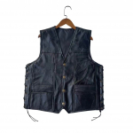 Mootorratta nahast vest+meeste vest+nahast vest+s&otilde;iduvest+puhas must klassikaline L must
