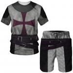 Fashion Knights Templar 3D Prinditud s&auml;rgid/l&uuml;hikesed p&uuml;ksid/komplektid Meeste l&uuml;hikeste varrukatega T-s&auml;rk Spordidress Vintage Harajuku Streetwear r&otilde;ivaste &uuml;likond S