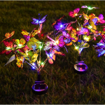 P&auml;ikeseenergia v&auml;li&otilde;ue neljav&auml;rviline liblikas lilleline murulamp Aiakaunistus Maapealne pistik&uuml;hendusega maastikulamp Lillelamp 2Pcs
